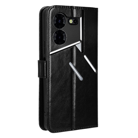 Flip case for Tecno Pova 5 Pro 4G, Crazy Horse Wallet, black