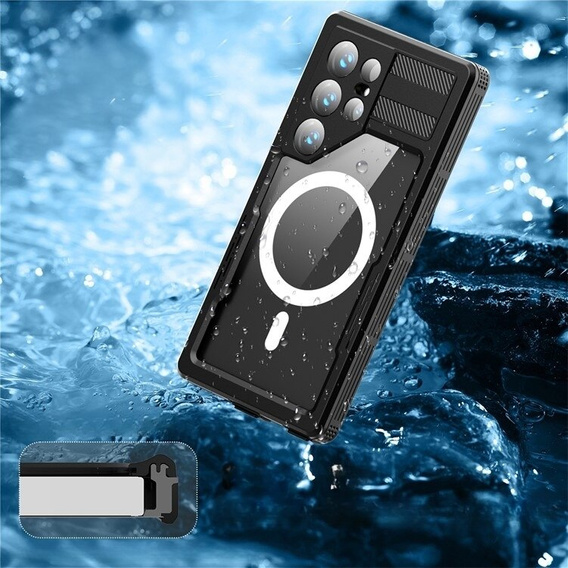 Waterproof case for Samsung Galaxy S24 Ultra, Redpepper, for MagSafe, black