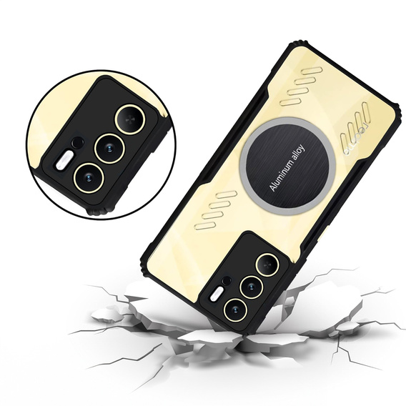 Case for Realme 14X / Realme C75, with magnetic sheet, transparent / black