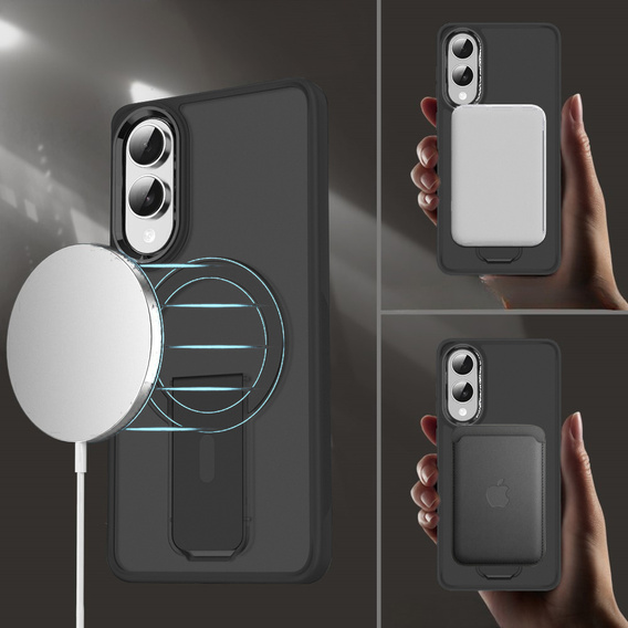 Case for Samsung Galaxy S25 Edge, Kickstand Matt Case, for MagSafe, black
