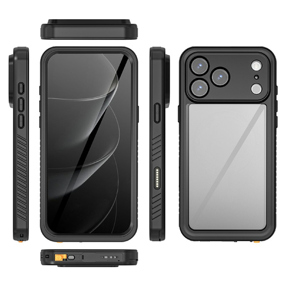 Case for iPhone 17 Pro Max, IP68 waterproof Redpepper, black
