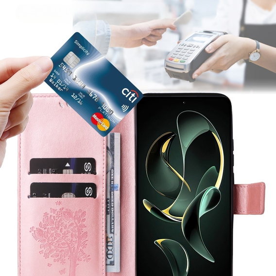 Flip case for Xiaomi 13T / 13T Pro, tree, pink rose gold