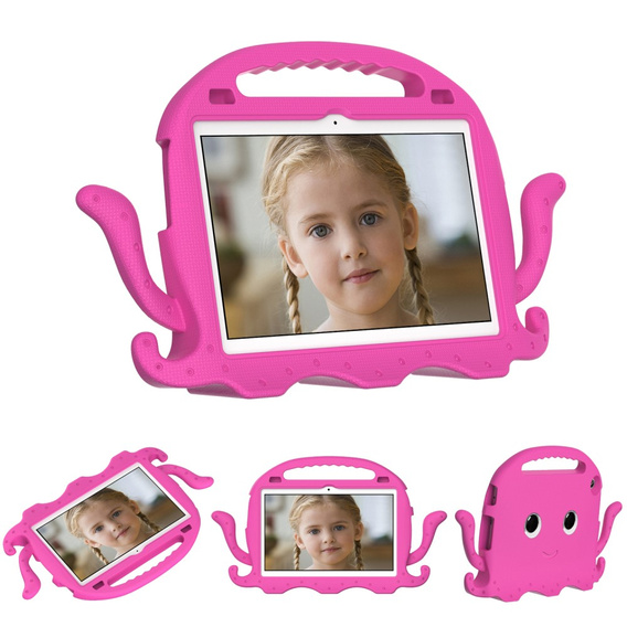 Children's case for Lenovo Tab M10 10.1 Gen 3, with handle, octopus, dark pink