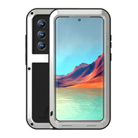 Love Mei Case for Samsung Galaxy S22 Ultra, armored without glass, silver