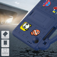 Children's case for Samsung Galaxy Tab A9, Cute Patterns, with stand, dark blue