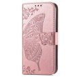 Flip case for Motorola Moto G84, Butterfly, pink rose gold
