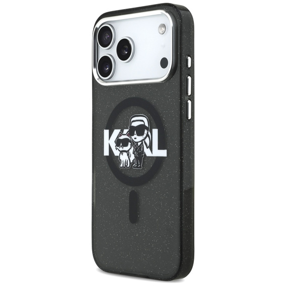 Karl Lagerfeld IML Glitter Karl & Choupette Sketch Logo MagSafe Case for iPhone 17 Pro Max