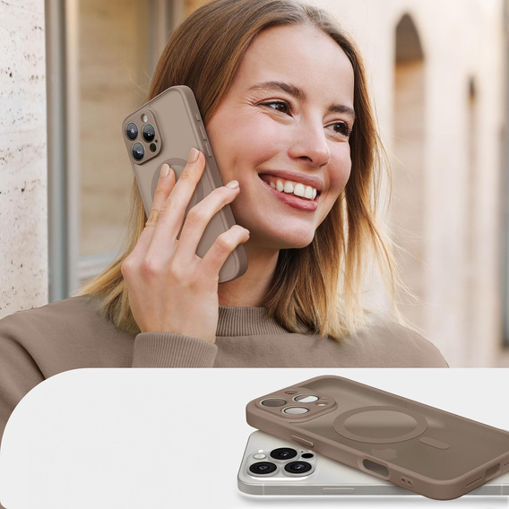 Case for iPhone 16 Pro, for MagSafe, ERBORD Matt Case, desert titanium + Screen Glass
