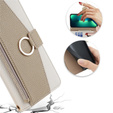 Flip case for iPhone 14 Pro, Wallet Zipper Pocket, with mirror, white
