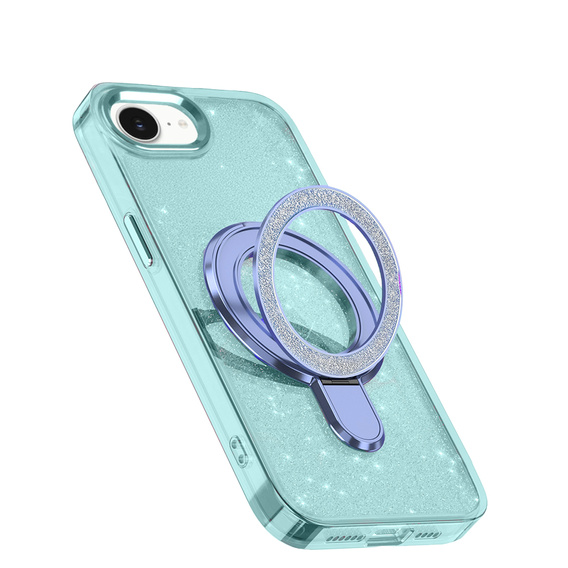 Case for iPhone 16e, Glittery Magnetic Kickstand, blue