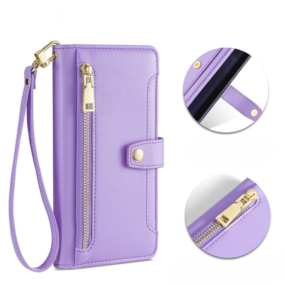 Flip case for Realme 14 Pro+ 5G, Wallet Zipper Pocket, purple