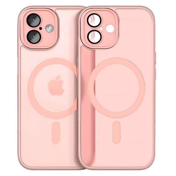 Case for iPhone 16, for MagSafe, ERBORD Matt Case, pink + Screen Glass