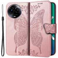 Flip case for Realme 11 5G, Butterfly, pink rose gold
