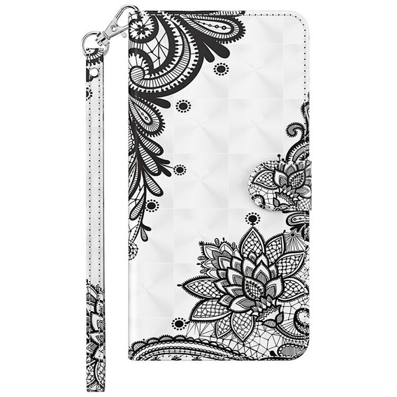 Flip case for Xiaomi Redmi 13C / Poco C65, Wallet, Lace Flower white