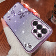 Case for Samsung Galaxy S23 Ultra, Glitter Flower, purple