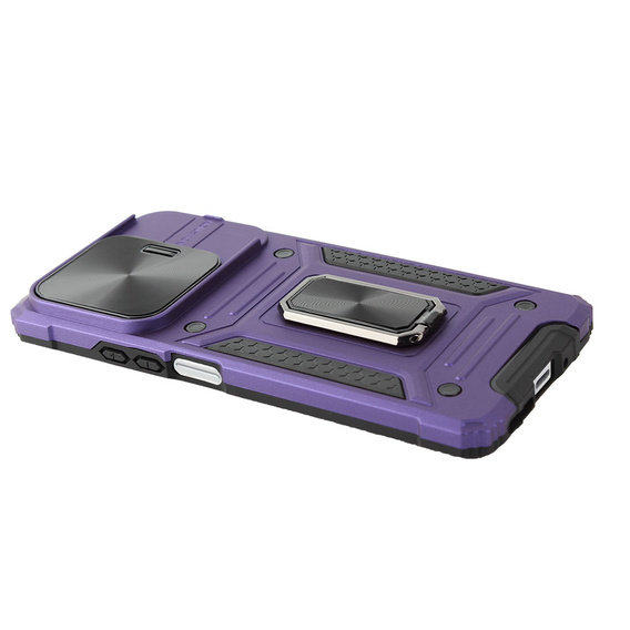 Armored Case for Xiaomi Redmi Note 13 5G, CamShield Slide, purple + Tempered Glass 9H