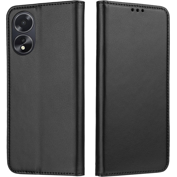 Flip case for Oppo A18 4G / A38 4G, Smart Magnetic, black + 9H glass