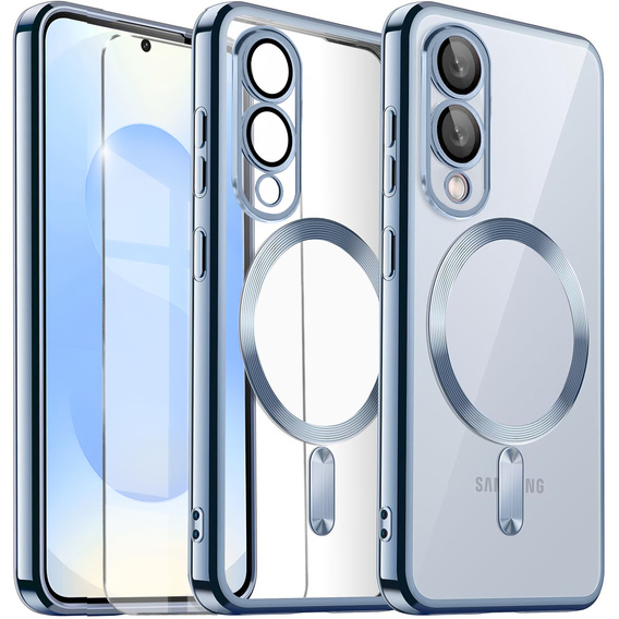 Case for Samsung Galaxy S25 Edge, Electro MagSafe, blue + Screen Glass