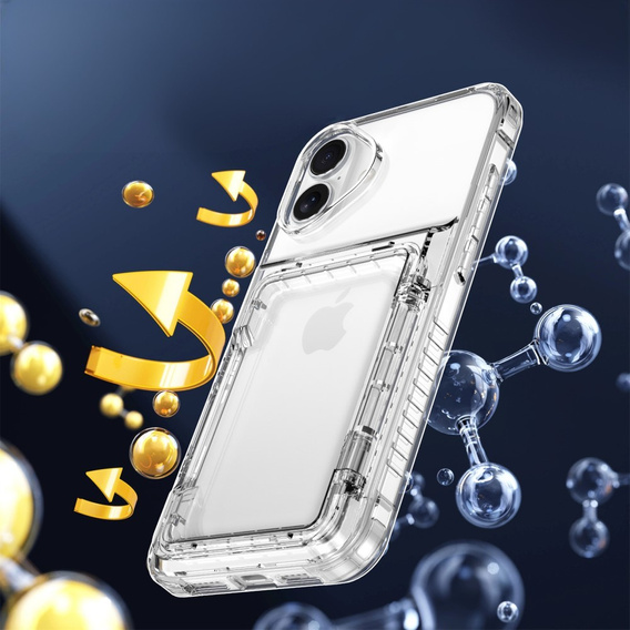 Case for iPhone 16 Plus, Card Holder Kickstand, transparent