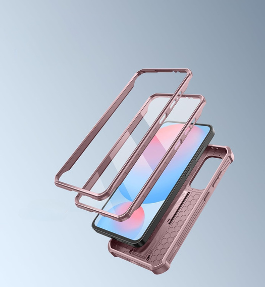 Armored case for Samsung Galaxy S24 FE, Dexnor Full Body (Two Frames), pink rose gold