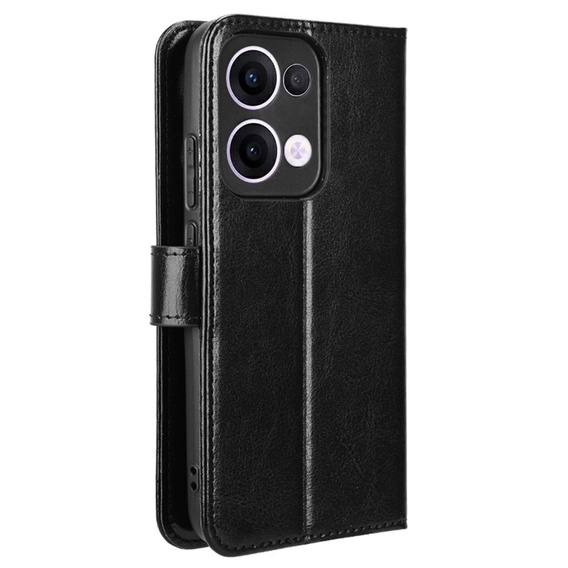 Flip case for Oppo Reno 13, Crazy Horse Wallet, black
