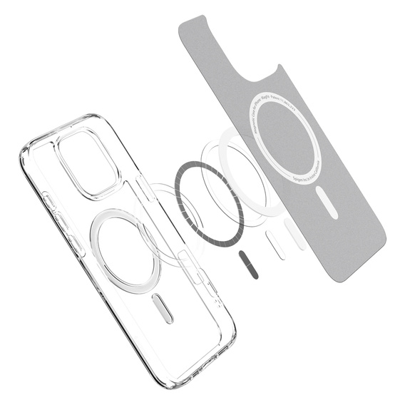 Spigen MagSafe Case for iPhone 16 Pro Max, Ultra Hybrid, transparent / white + 9H Tempered Glass