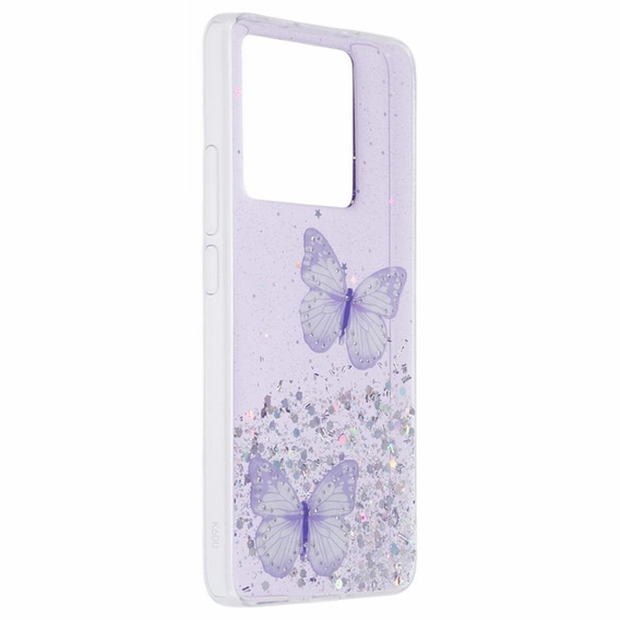 Case for Xiaomi 13T / 13T Pro / Redmi K60 Ultra, Glitter Butterfly, purple