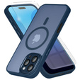 Case for iPhone 16 Pro, for MagSafe, ERBORD Matt Case, dark blue + Screen Glass