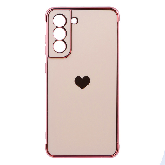 Case for Samsung Galaxy S21 FE, Electro heart, pink rose gold