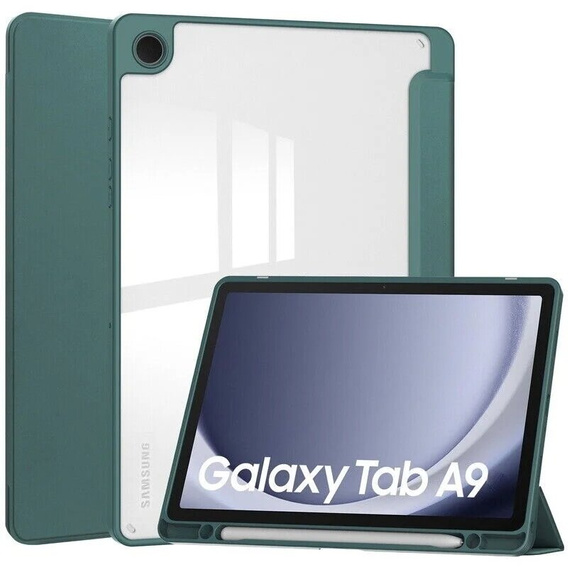 Case for Samsung Galaxy Tab A9, Smartcase Hybrid, with stylus space, dark green