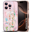 Magnetic case with floral laser pattern for iPhone 16 Pro