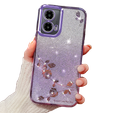 Case for Motorola Moto G24 / G24 Power / G04, Glitter Flower, purple