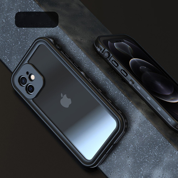 IP68 Waterproof Case for iPhone 12, Redpepper, black