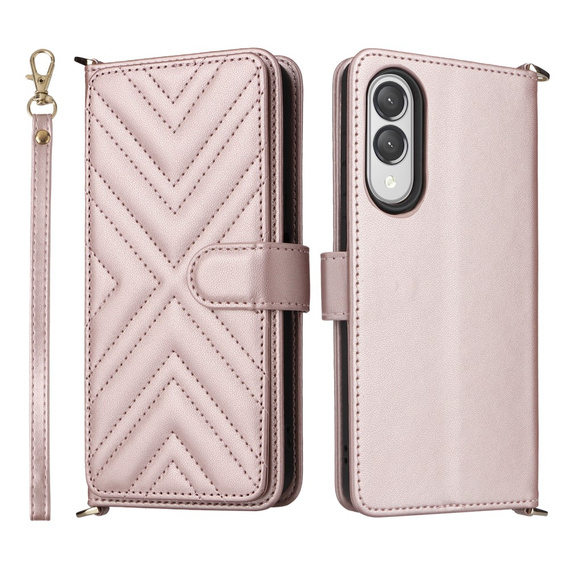 Crossbody Leather Wallet flip case for Samsung Galaxy S25 Edge, pink
