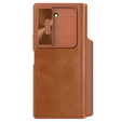 NILLKIN flip case for Samsung Galaxy Z Fold6 5G, CamShield Qin Pro, leather, brown