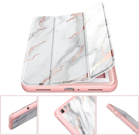 Case for Samsung Galaxy Tab A 8.0, Suritch Full Body Basic Marble, pink