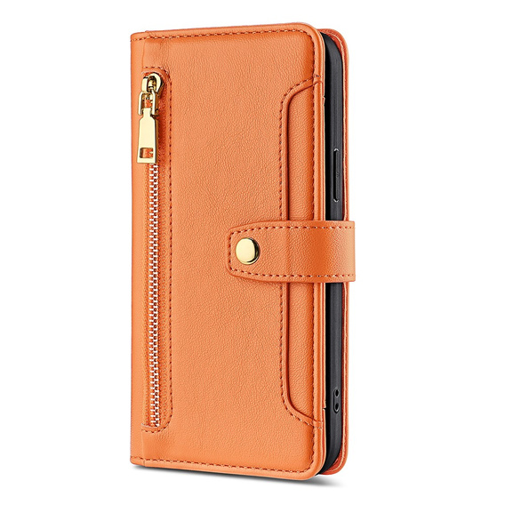Flip case for Oppo Reno8 T 4G, Wallet Zipper Pocket, orange