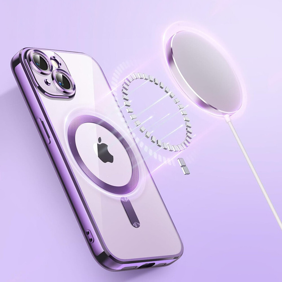 Case for iPhone 13, Electro MagSafe, purple + Screen Glass