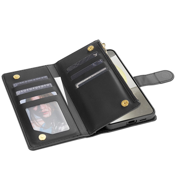 Flip case for Samsung Galaxy S25 Edge, Rhombus Crossbody Leather, black