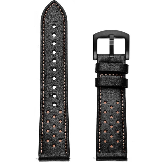 22mm Genuine Leather Coated Silicone Watch Band - Brown