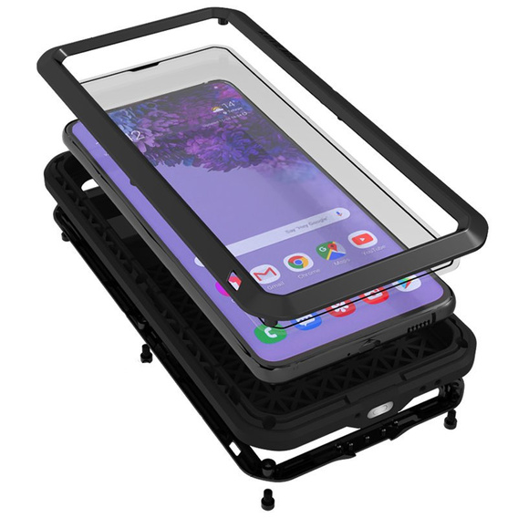 Love Mei Case for Samsung Galaxy S21+ Plus, armored with glass, black