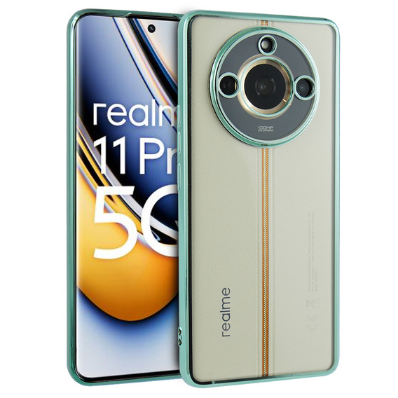 The case for Realme 11 Pro 5G / Pro+ 5G, Electroplating Frame, transparent / green