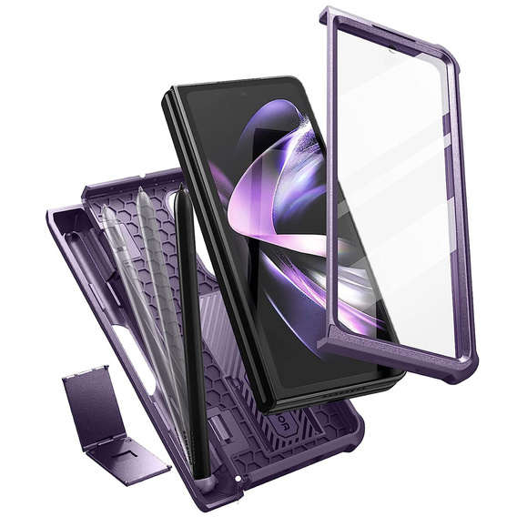 Armored case for Samsung Galaxy Z Fold 4 5G, Dexnor Full Body S-Pen Slot, purple
