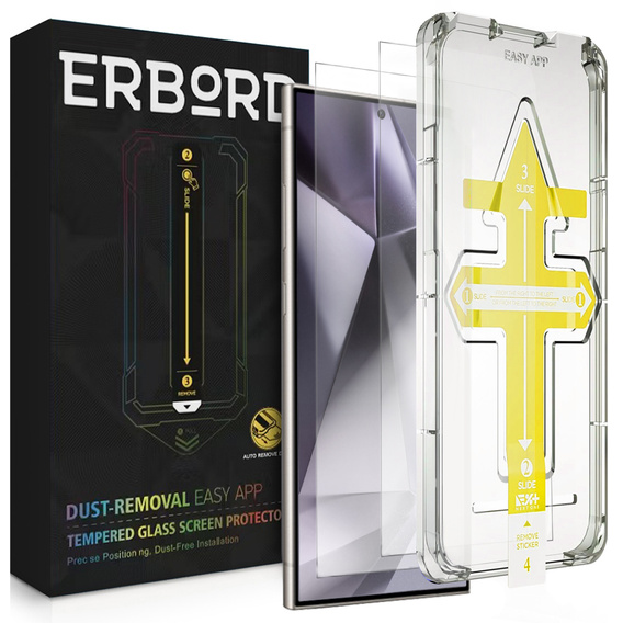 2x Tempered Glass for Samsung Galaxy S25 Ultra, ERBORD Easy App 9H Screen Protector