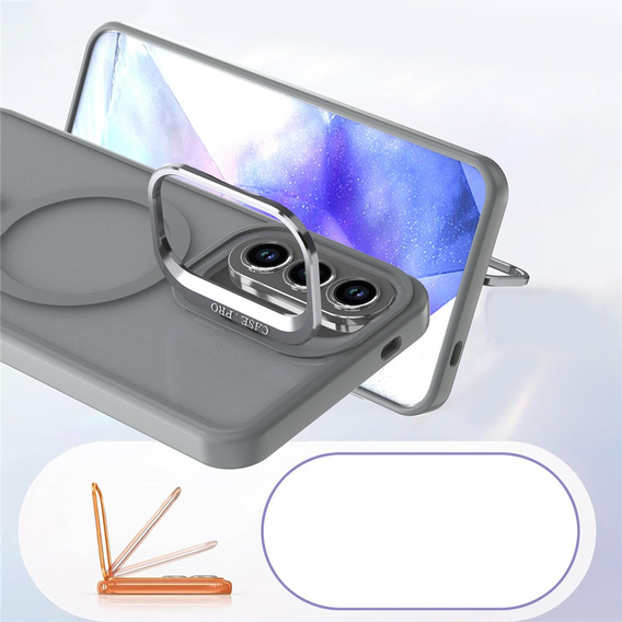 Skin-touch case with MagSafe stand for Samsung Galaxy A37 5G, grey