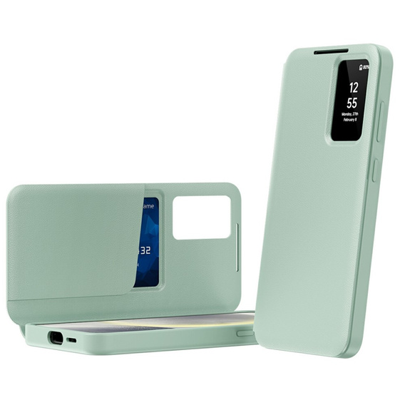 Flip case for Samsung Galaxy S25 Edge, Smart View Wallet, green