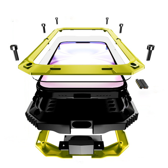 R-JUST case with stand and built-in glass for iPhone 17