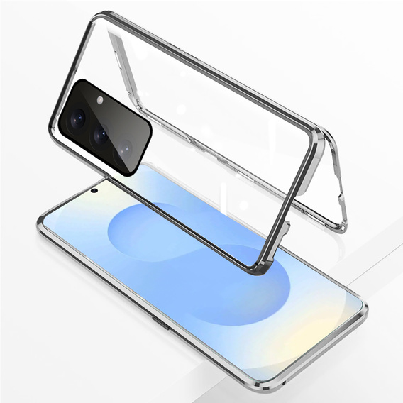 Case for Samsung Galaxy S25, Magnetic Dual Glass, silver