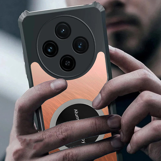 Case for Oppo Reno 12F / 12S, with magnetic sheet, transparent / black