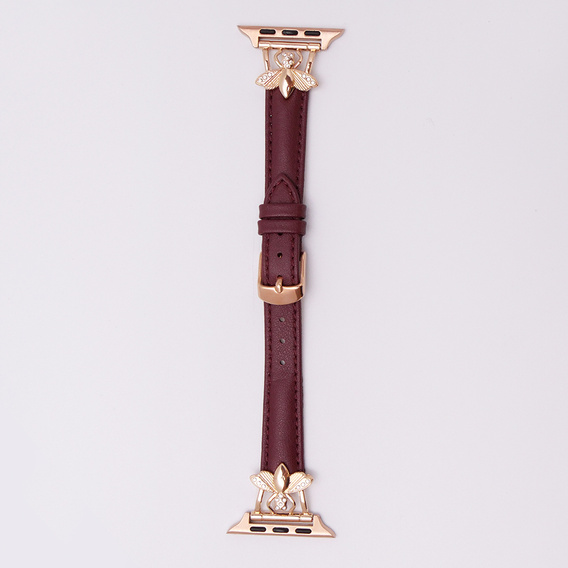 Leather Strap for Apple Watch 1/2/3/4/5/6/7/8/SE/Ultra 42/44/45/49mm, Dark red